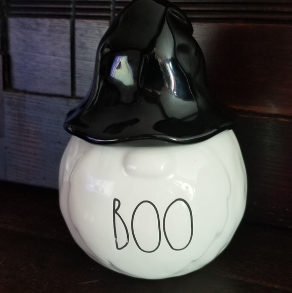 Rae Dunn BOO Gnome Candle jar canister happy Halloween ghost spooky trick or tre - Picture 2 of 5
